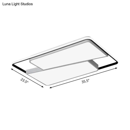 16/19.5/35.5 Rectangular/Square Flush Mount Led Ceiling Light - Modern White Fixture For Bedroom