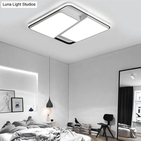 16/19.5/35.5 Rectangular/Square Flush Mount Led Ceiling Light - Modern White Fixture For Bedroom