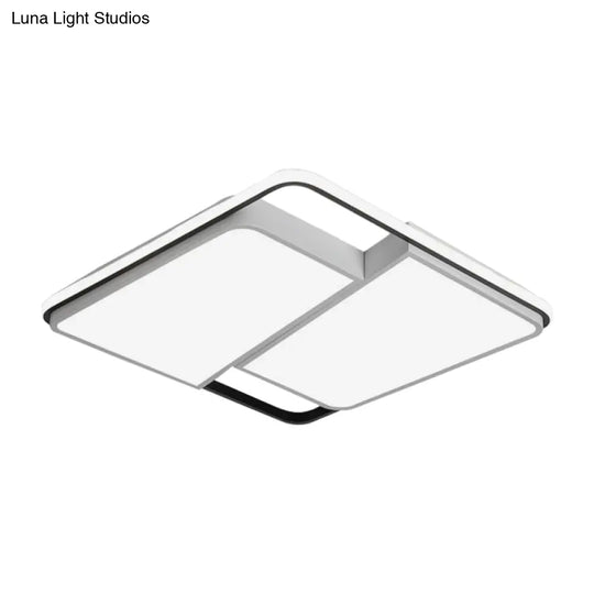 16’/19.5’/35.5’ Rectangular/Square Flush Mount Led Ceiling Light - Modern White Fixture For