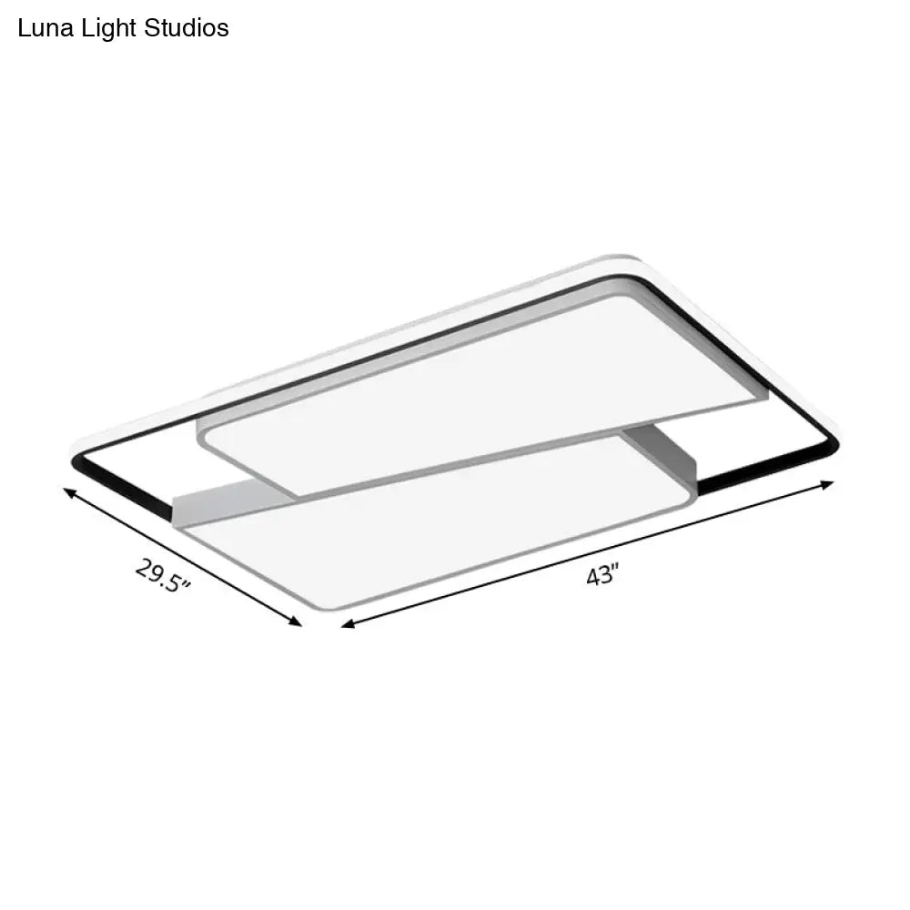 16/19.5/35.5 Rectangular/Square Flush Mount Led Ceiling Light - Modern White Fixture For Bedroom