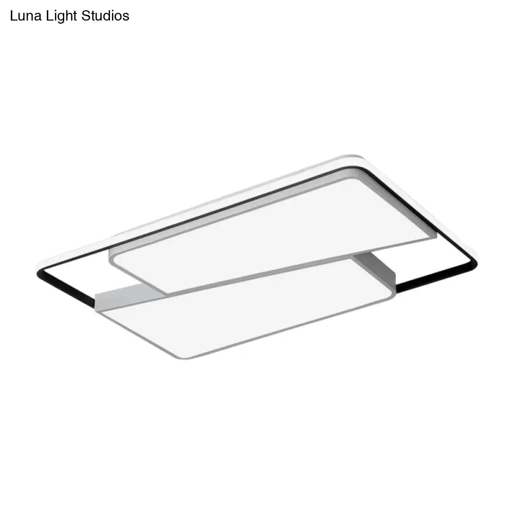 16/19.5/35.5 Rectangular/Square Flush Mount Led Ceiling Light - Modern White Fixture For Bedroom