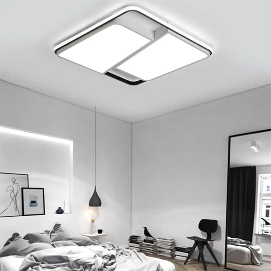 16’/19.5’/35.5’ Rectangular/Square Flush Mount Led Ceiling Light - Modern White Fixture For
