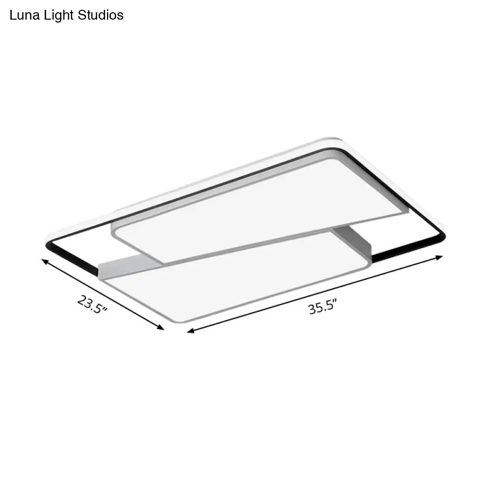 16’/19.5’/35.5’ Rectangular/Square Flush Mount Led Ceiling Light - Modern White Fixture For