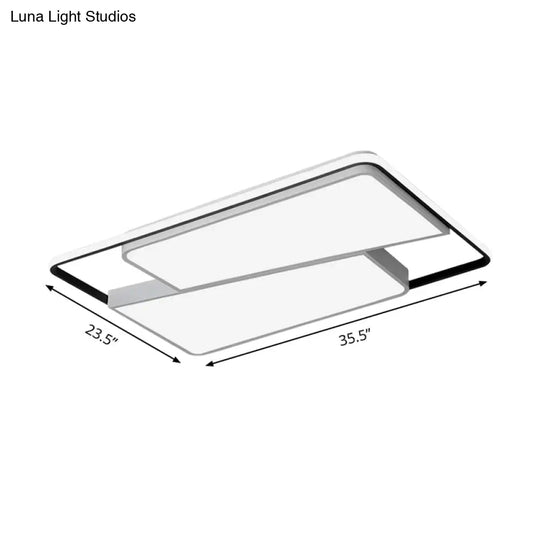 16’/19.5’/35.5’ Rectangular/Square Flush Mount Led Ceiling Light - Modern White Fixture For