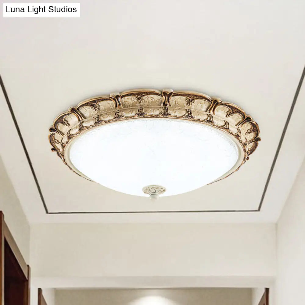 16’/19.5’ Antique - Style Brown Floral Flushmount Led Ceiling Light In Opal Glass - Warm/White