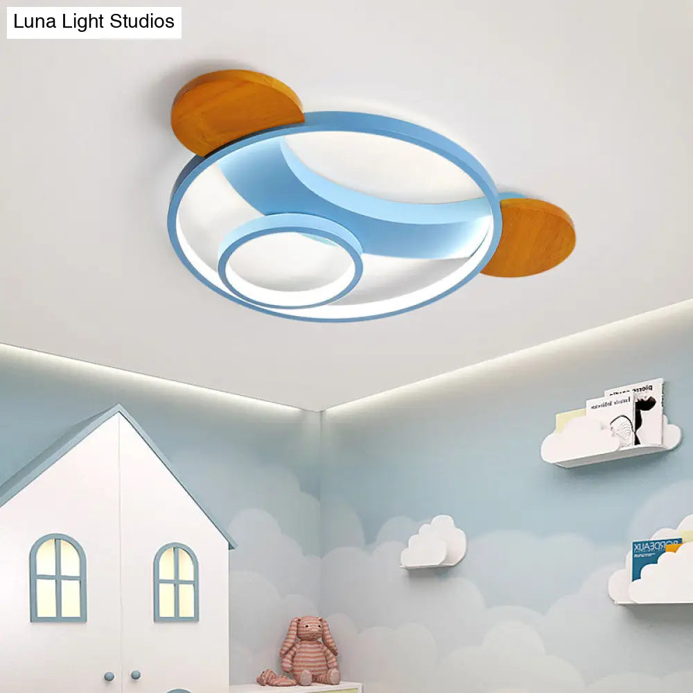 16’/19.5’ Bear Shaped Ceiling Light For Kids Bedroom - Led Silicone Flush Mount Lamp In