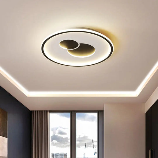 16’/19.5’ Black/Gold Led Flushmount Ceiling Light With Simplicity Acrylic Design Black / 16’
