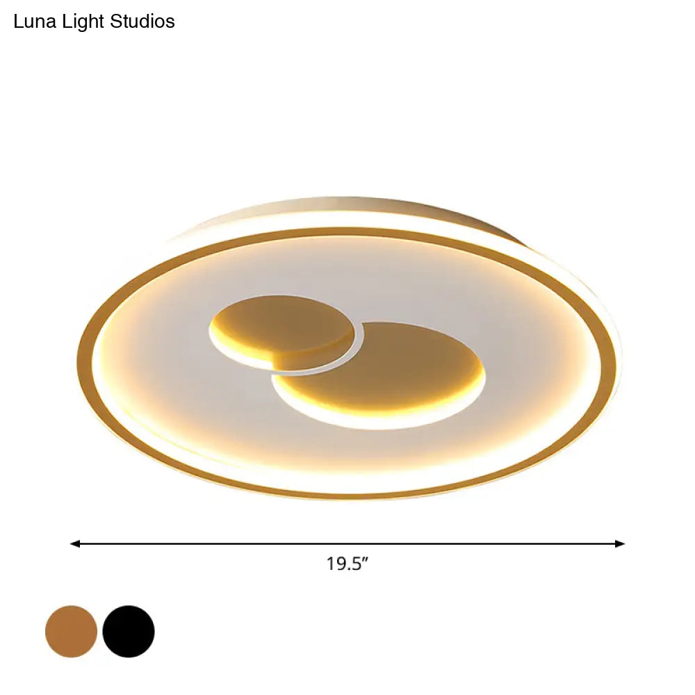 16’/19.5’ Black/Gold Led Flushmount Ceiling Light With Simplicity Acrylic Design