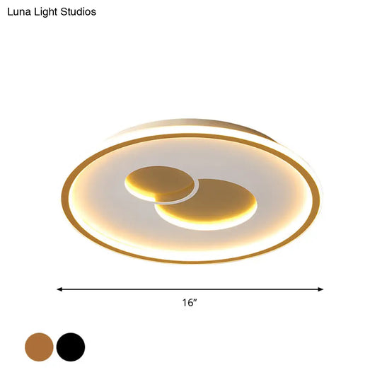 16’/19.5’ Black/Gold Led Flushmount Ceiling Light With Simplicity Acrylic Design