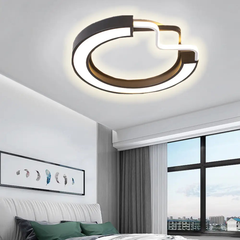 16’/19.5’ Contemporary Metal Led Flush Mount Lamp – Black/White Square/Round Ceiling Fixture