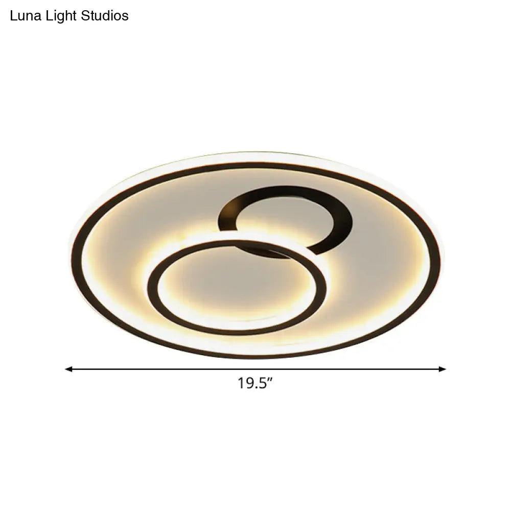 16/19.5 Dia Led Flush Mount Light Fixture - Extra Thin & Minimalist Black