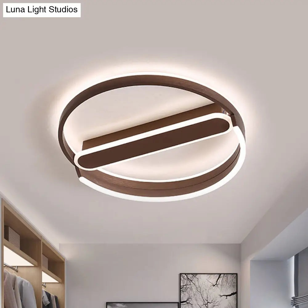 16/19.5 Flush Mount Coffee Halo Ring Led Ceiling Light In Warm/White With Stepless Dimming & Remote