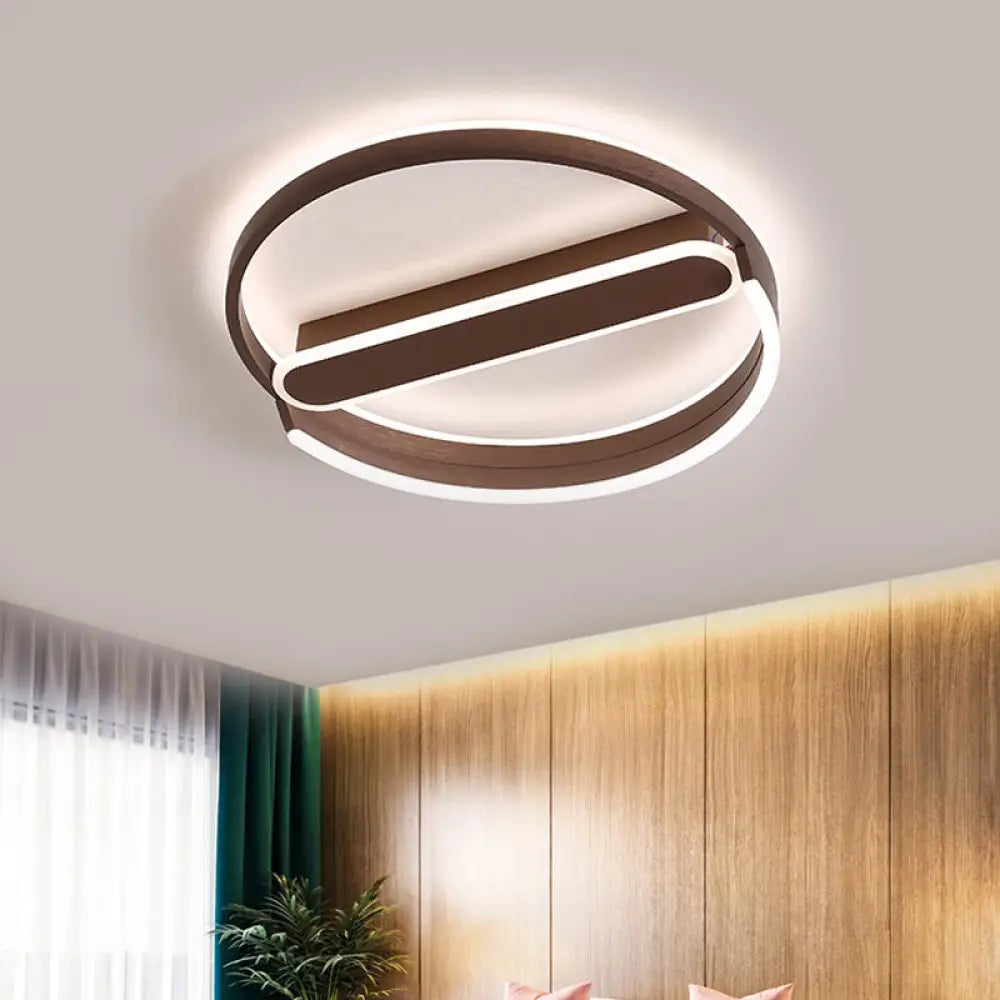 16’/19.5’ Flush Mount Coffee Halo Ring Led Ceiling Light In Warm/White With Stepless Dimming &