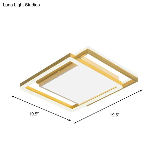 16’/19.5’ Gold Square Ceiling Flush Mount Led Metallic Flushmount Lighting Warm/White Light