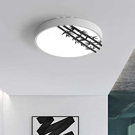 16’/19.5’ Led Flush Mount Ceiling Light Fixture Modern Iron Round Design With Bamboo Pattern