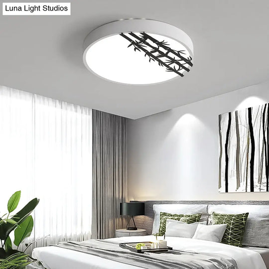 16/19.5 Led Flush Mount Ceiling Light Fixture Modern Iron Round Design With Bamboo Pattern For