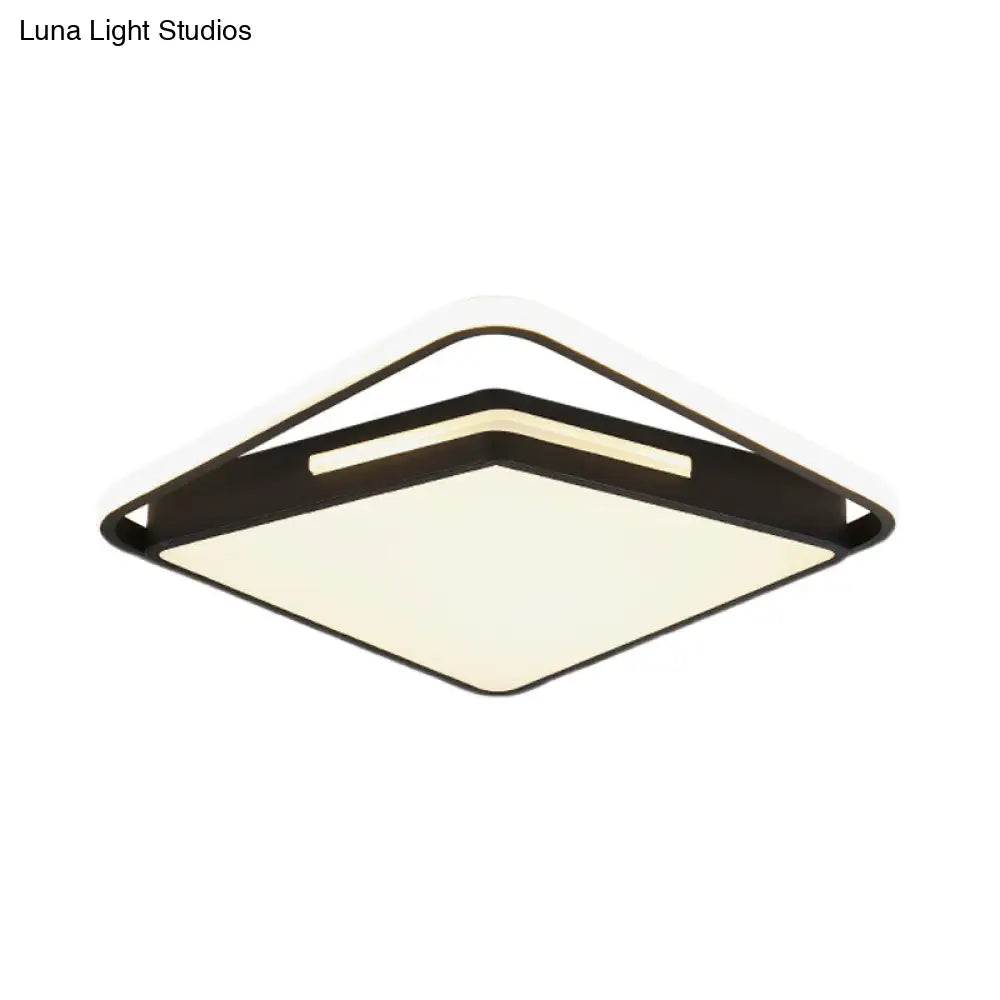 16’/19.5’ Metal Square Ceiling Mount Light Fixture - Contemporary Black/White Flush In