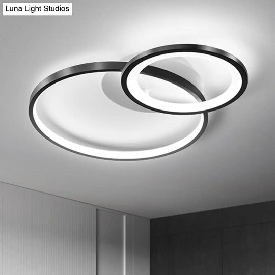 16’/19.5’ Minimal Iron Bedroom Led Ceiling Mount Lamp - Warm/White Light Black