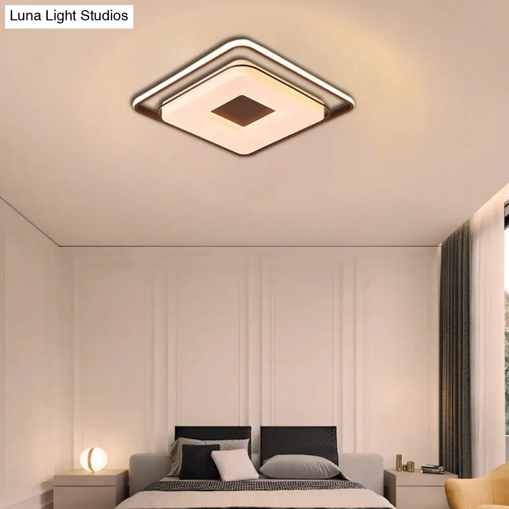 16’/19.5’ Minimalist Square Ceiling Mount Led Light In Warm/White With Acrylic Cover