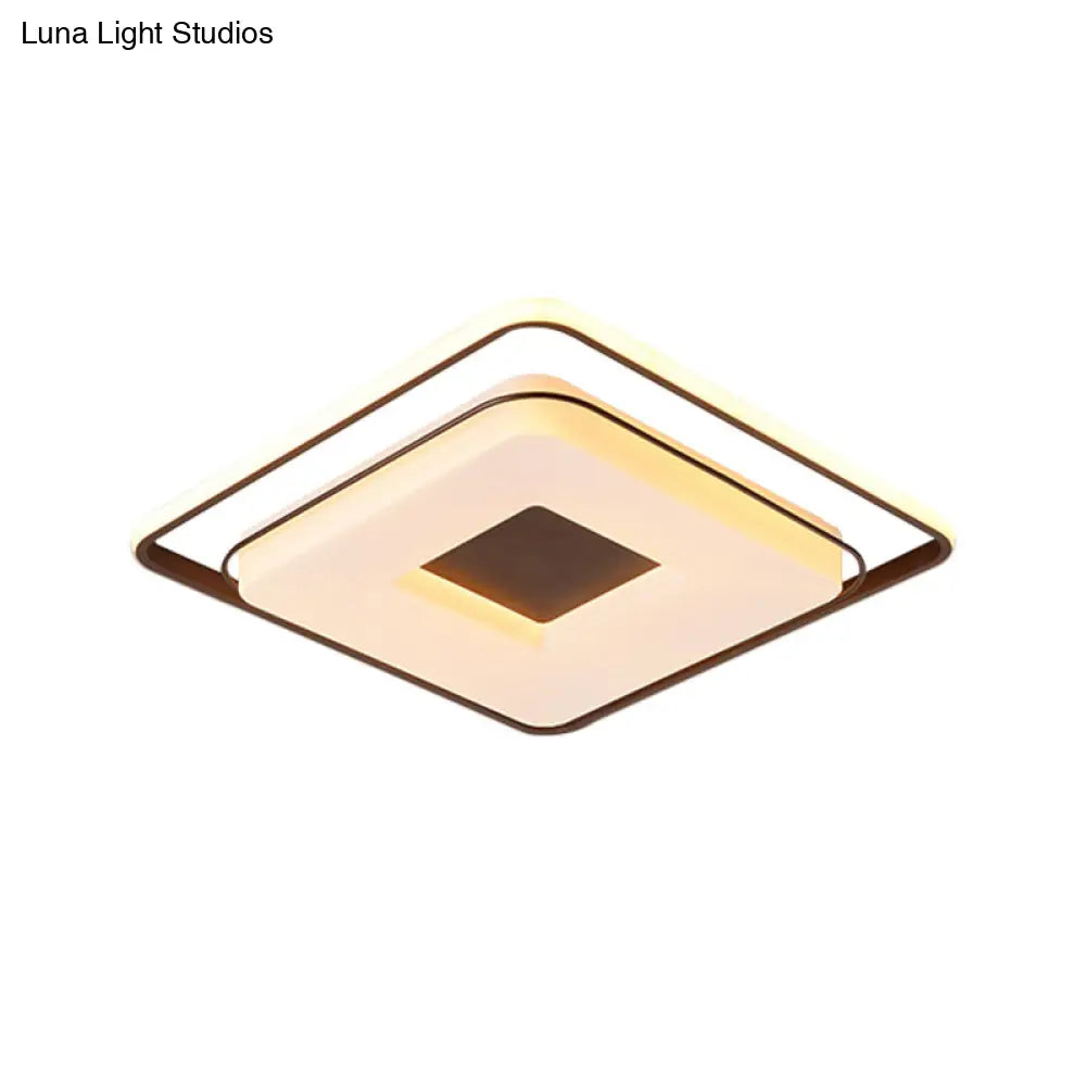 16/19.5 Minimalist Square Ceiling Mount Led Light In Warm/White With Acrylic Cover