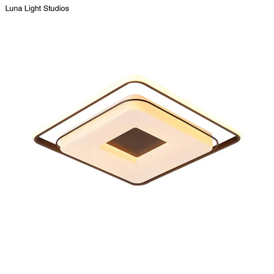 16/19.5 Minimalist Square Ceiling Mount Led Light In Warm/White With Acrylic Cover