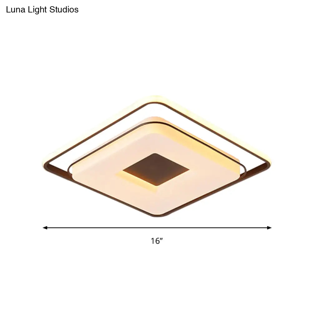 16’/19.5’ Minimalist Square Ceiling Mount Led Light In Warm/White With Acrylic Cover