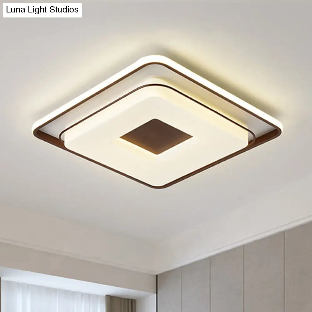 16/19.5 Minimalist Square Ceiling Mount Led Light In Warm/White With Acrylic Cover