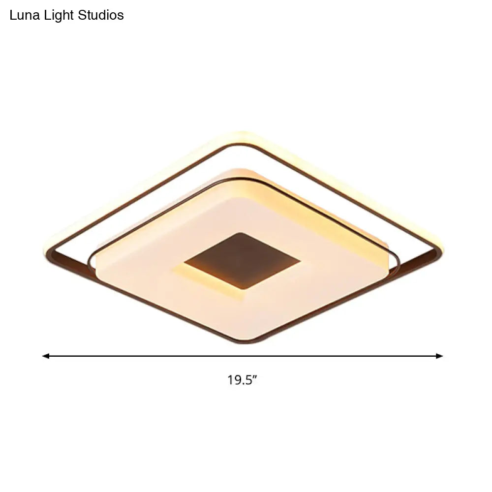 16/19.5 Minimalist Square Ceiling Mount Led Light In Warm/White With Acrylic Cover