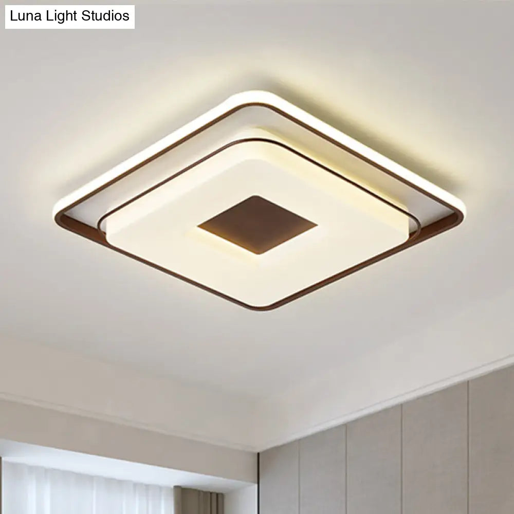 16’/19.5’ Minimalist Square Ceiling Mount Led Light In Warm/White With Acrylic Cover