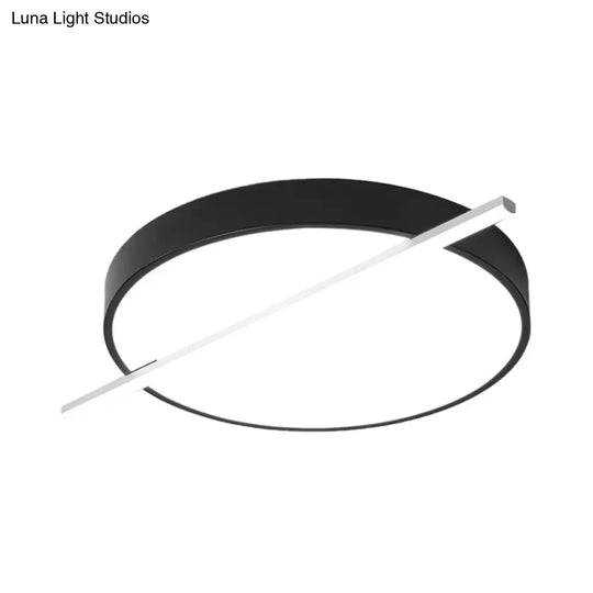 16’/19.5’ Modern Black Acrylic Led Flush Mount Ceiling Light - Drum & Linear Design Warm/White