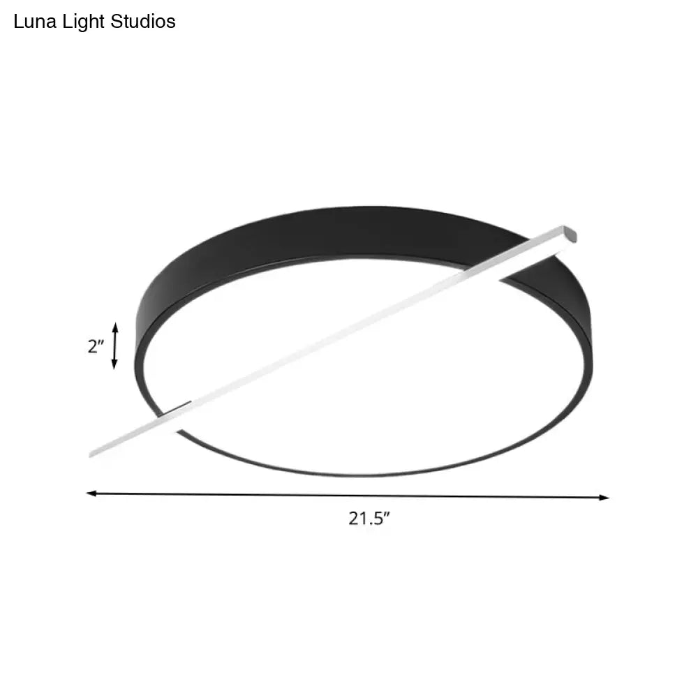 16’/19.5’ Modern Black Acrylic Led Flush Mount Ceiling Light - Drum & Linear Design Warm/White