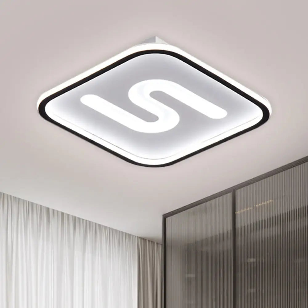 16’/19.5’ Modern Black/Gold Led Flush Mount With Warm/White Light And S - Shaped Design - Metal