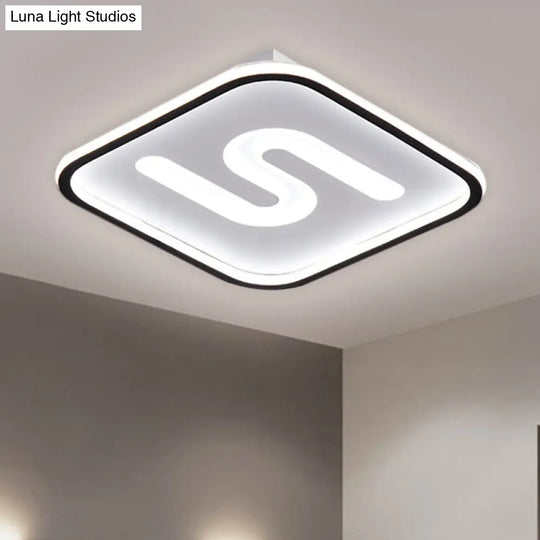 16’/19.5’ Modern Black/Gold Led Flush Mount With Warm/White Light And S - Shaped Design - Metal