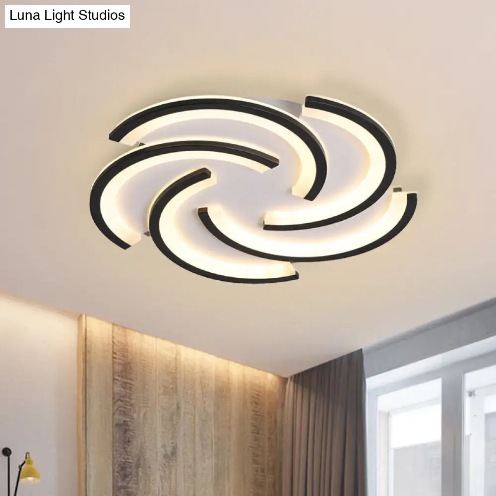 16’/19.5’ Modern Led Acrylic Spiral Flush Light Black Ceiling Mount For Bedroom - Warm/White