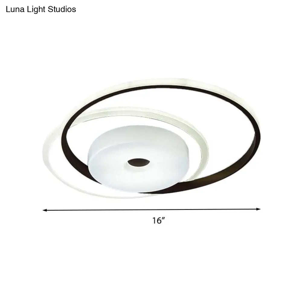 16’/19.5’ Modern Led Flush Ceiling Light - White Acrylic Bedroom Fixture
