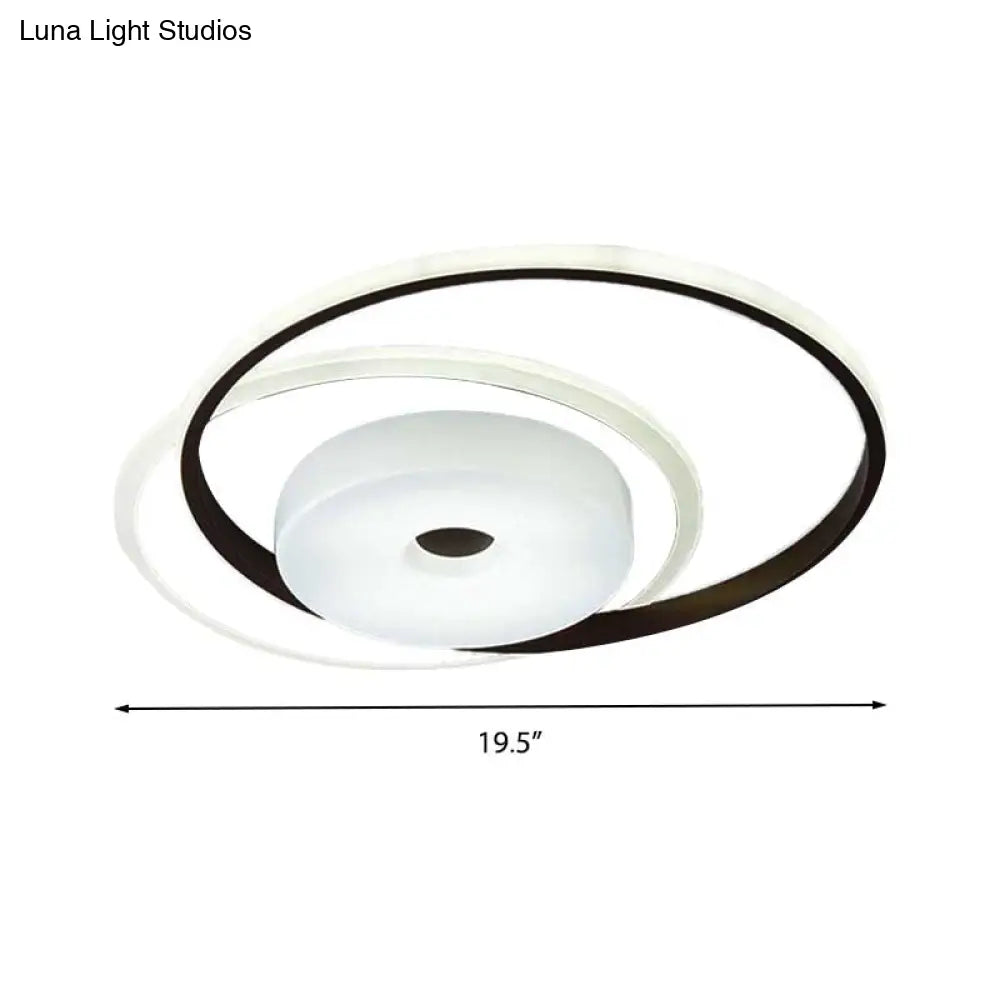 16’/19.5’ Modern Led Flush Ceiling Light - White Acrylic Bedroom Fixture