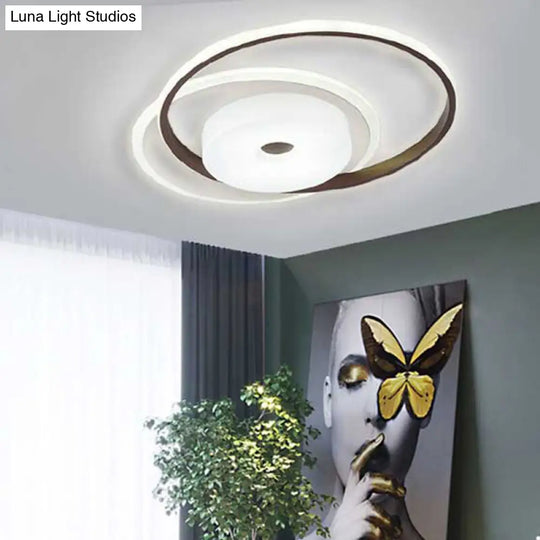 16/19.5 Modern Led Flush Ceiling Light - White Acrylic Bedroom Fixture Coffee / 16