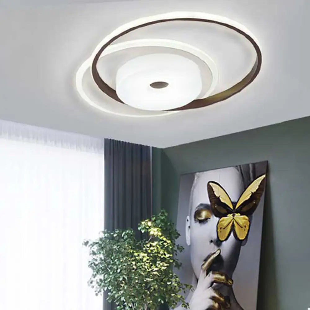 16’/19.5’ Modern Led Flush Ceiling Light - White Acrylic Bedroom Fixture Coffee / 16’