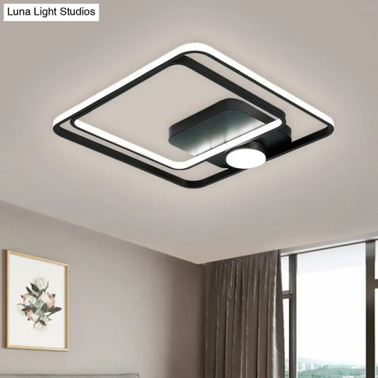 16/19.5 Modern Metallic Black/Gold Led Flush Mount Ceiling Light Fixture