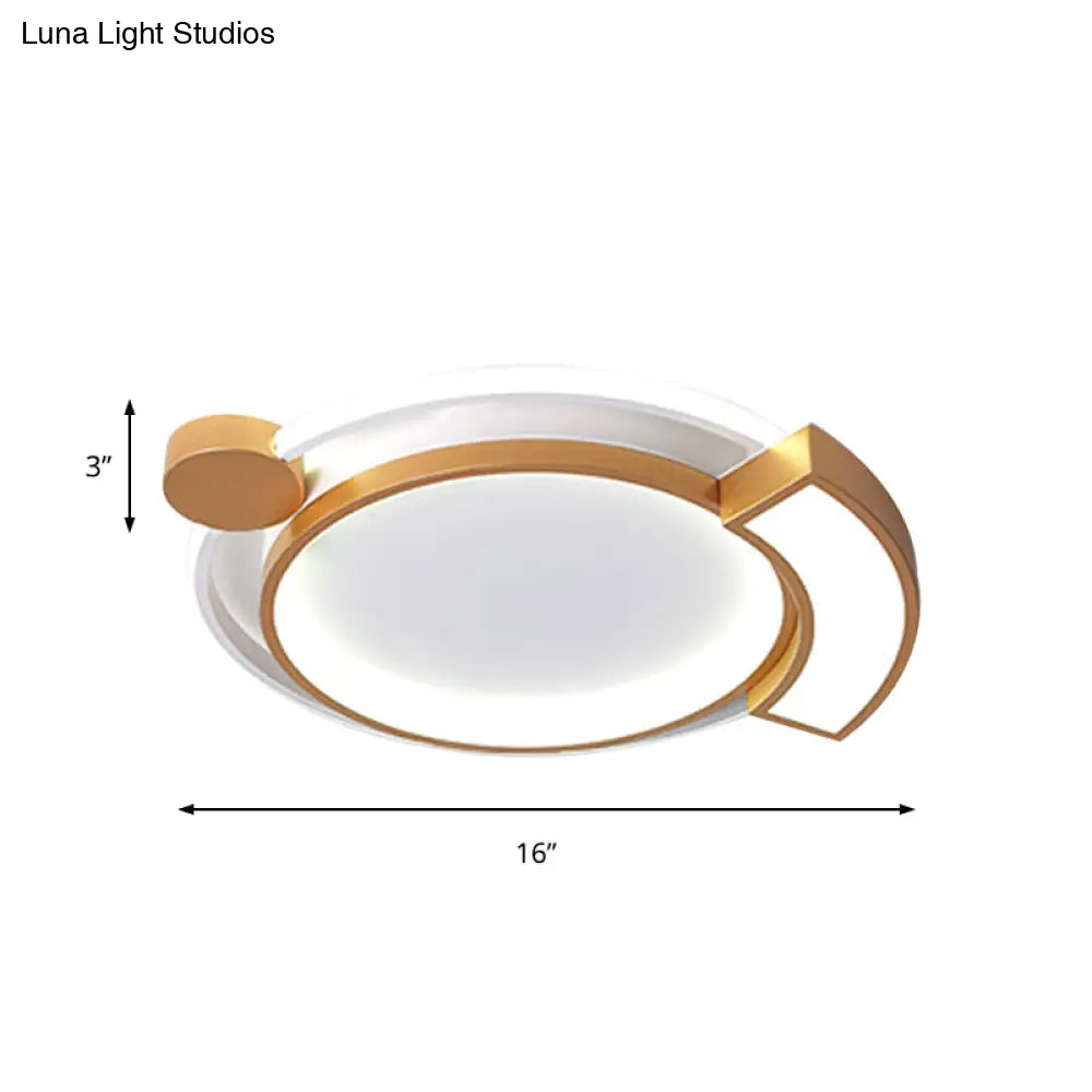 16’/19.5’ Modern Orbit Acrylic Led Flush Ceiling Light Black/Gold Finish White