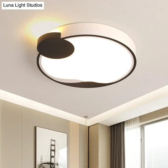 16/19.5 Modern White And Black Acrylic Flush Mount Led Ceiling Lamp In White/Warm Light Black-White