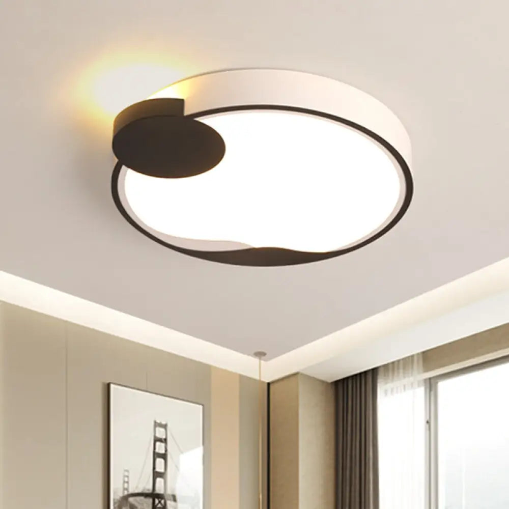 16’/19.5’ Modern White And Black Acrylic Flush Mount Led Ceiling Lamp In White/Warm Light Black