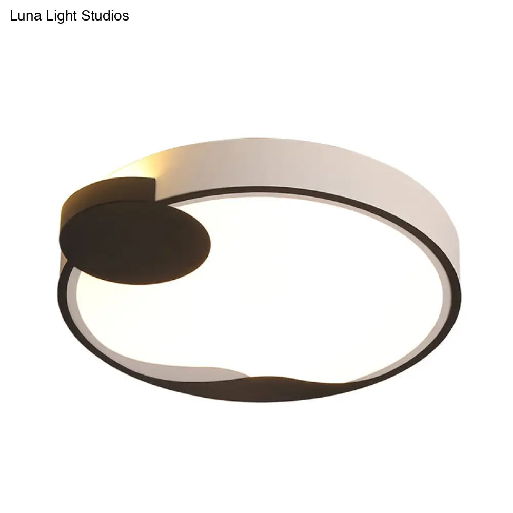 16’/19.5’ Modern White And Black Acrylic Flush Mount Led Ceiling Lamp In White/Warm Light