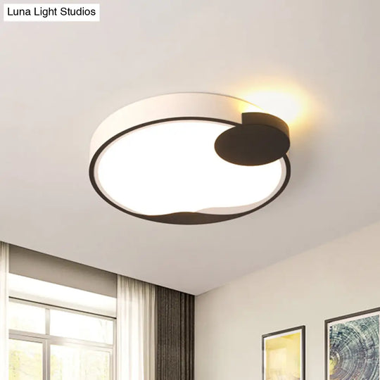 16’/19.5’ Modern White And Black Acrylic Flush Mount Led Ceiling Lamp In White/Warm Light