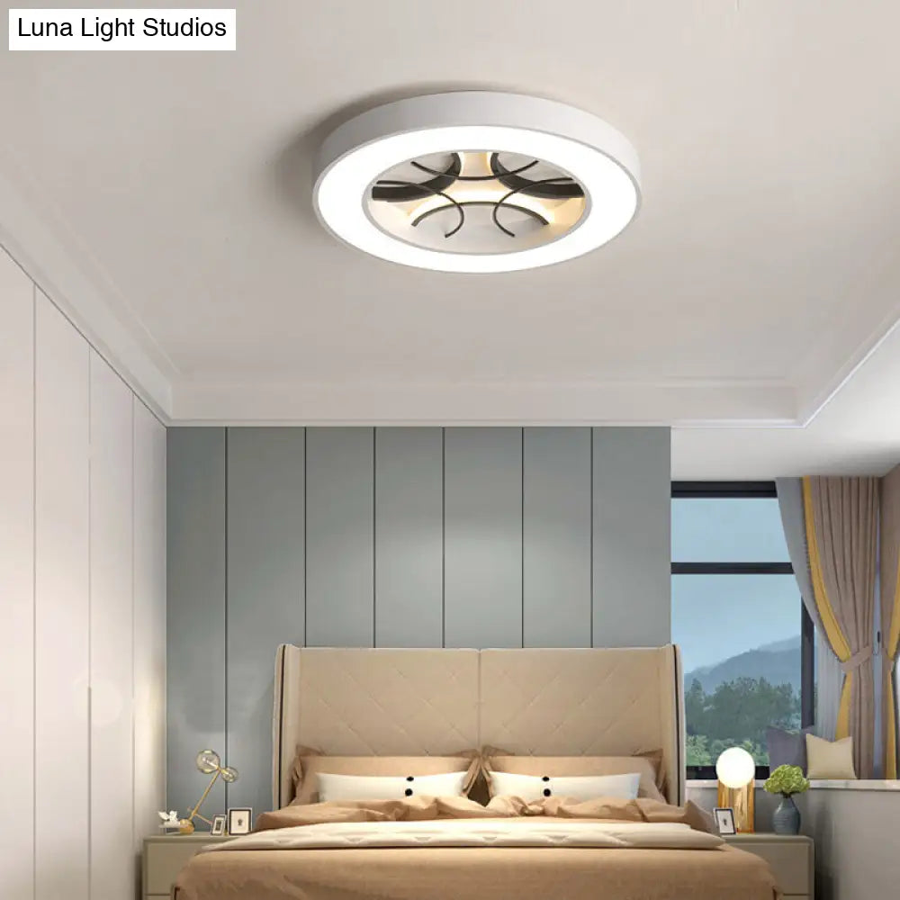 16/19.5 Modern White Led Flush Light Fixture - Round Metal Ceiling Lamp With Warm/White/3 Color