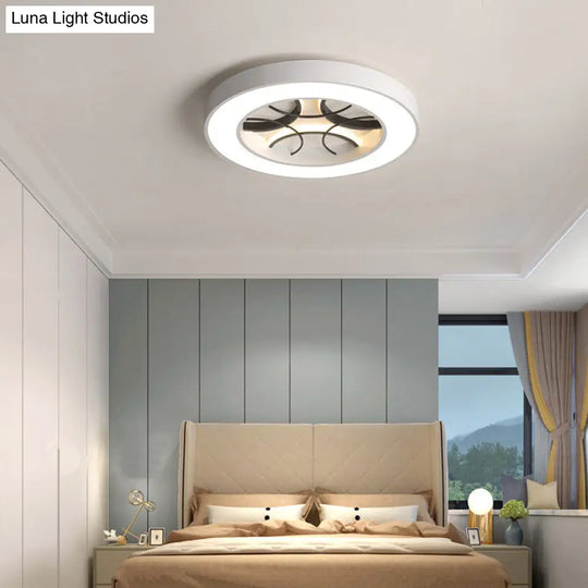 16/19.5 Modern White Led Flush Light Fixture - Round Metal Ceiling Lamp With Warm/White/3 Color