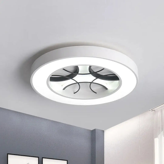 16’/19.5’ Modern White Led Flush Light Fixture - Round Metal Ceiling Lamp With Warm/White/3
