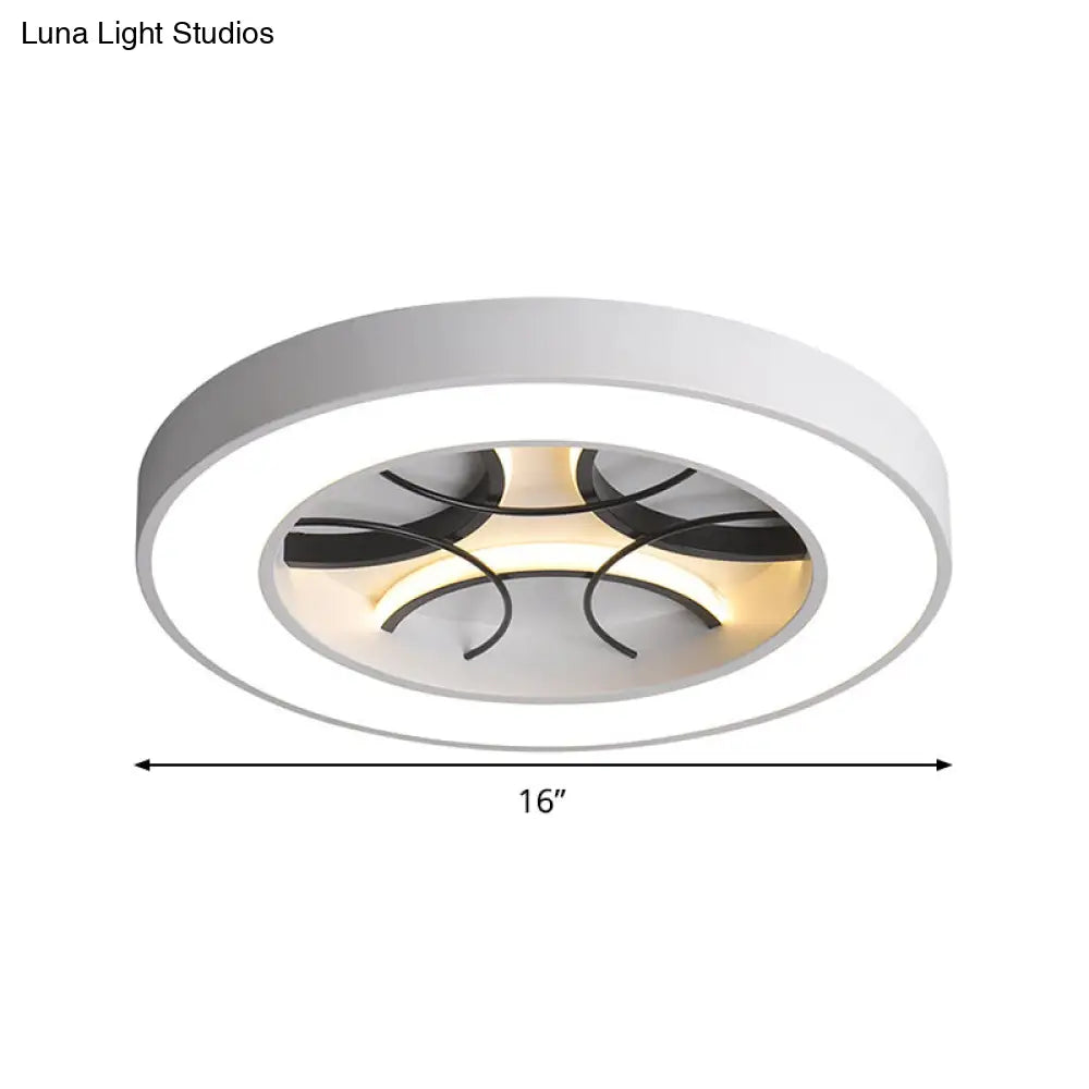 16’/19.5’ Modern White Led Flush Light Fixture - Round Metal Ceiling Lamp With Warm/White/3 Color