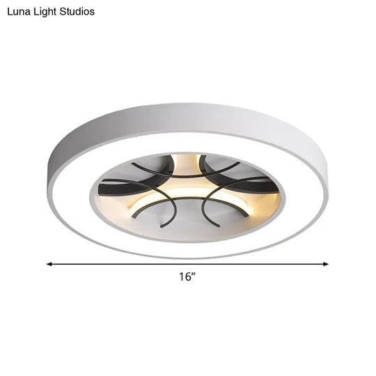16/19.5 Modern White Led Flush Light Fixture - Round Metal Ceiling Lamp With Warm/White/3 Color