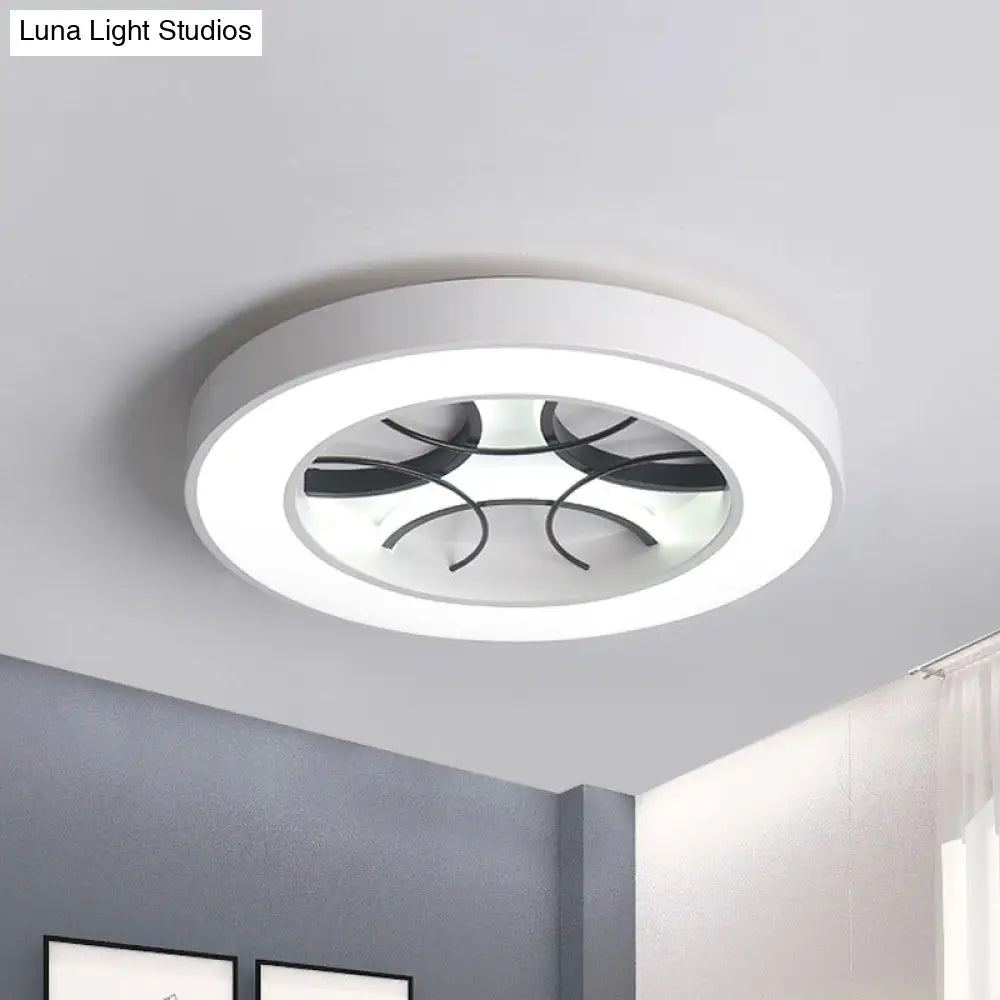 16/19.5 Modern White Led Flush Light Fixture - Round Metal Ceiling Lamp With Warm/White/3 Color / 16